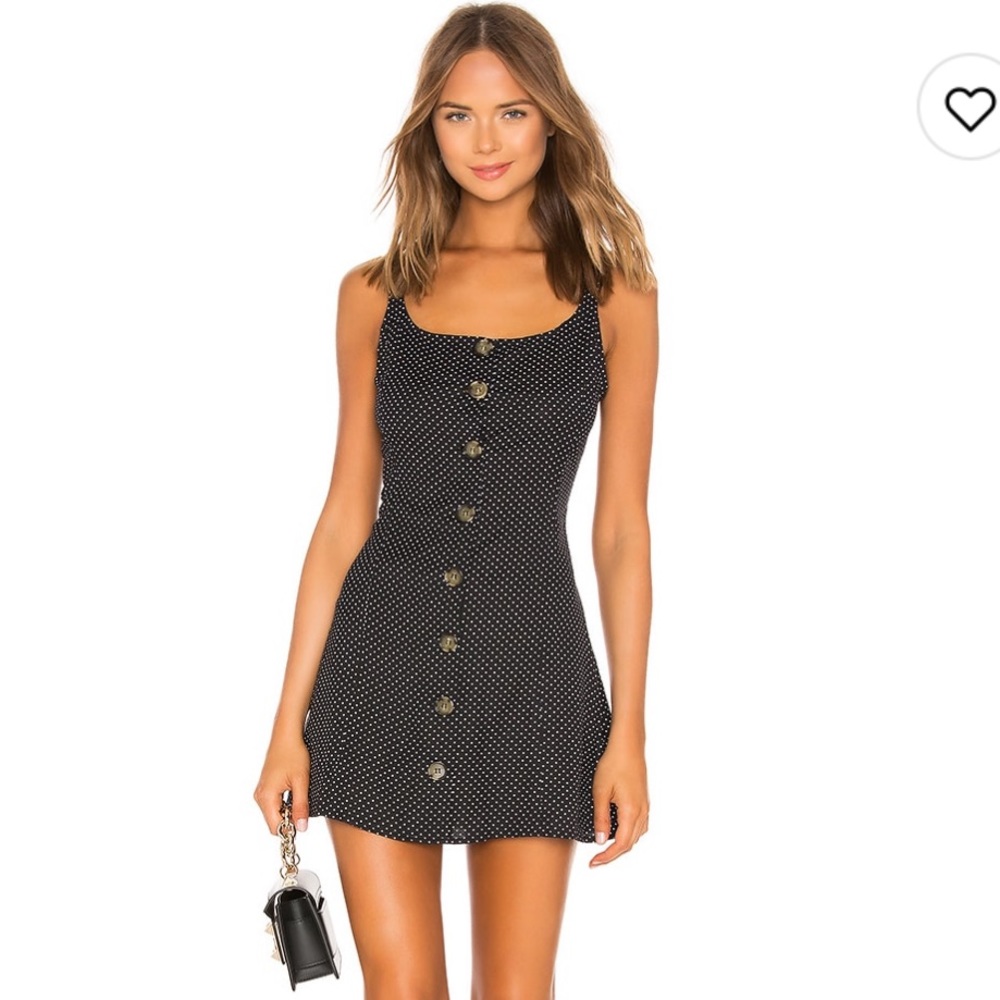 LPA Black Mini Dress with White Polka Dots